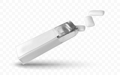 Chewing gum isolated on transparent background. Realistic vector chewing gum packaging