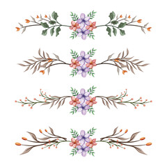 The Blooms Greenery Floral Foliage Ornament Corner Text Separator Elegance Framie for Invitations Card Template