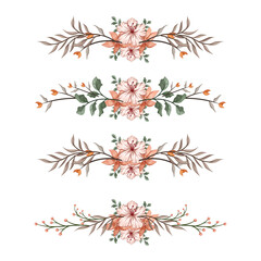 The Blooms Greenery Floral Foliage Ornament Corner Text Separator Elegance Framie for Invitations Card Template