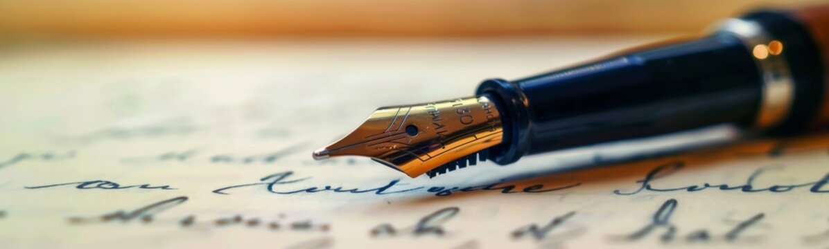 Fountain pen resting on a piece of paper 