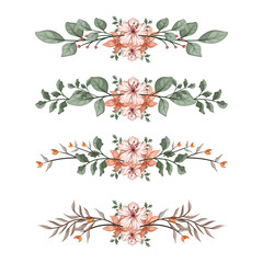 The Blooms Greenery Floral Foliage Ornament Corner Text Separator Elegance Framie for Invitations Card Template