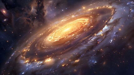 A galaxy in space with a starry background	