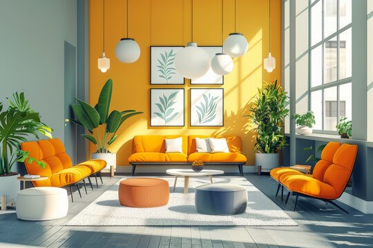 Vector artwork of a corporate office with a dedicated safe space for LGBTQ+ employees, promoting acceptance and inclusivity with clean, minimalistic lines and a vibrant color palette