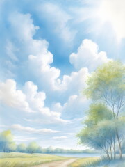 Obraz premium backdrop with summer landscape 