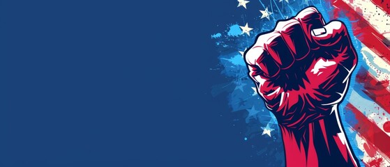 Patriotic Fist with American Flag Background.