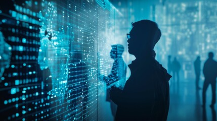 Silhouetted Cybersecurity Experts CuttingEdge Technology and Expertise in Action