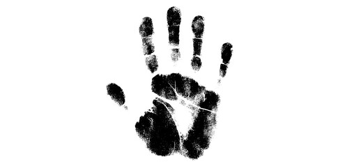 Grunge Hand Print Symbol Icon Vector Illustration, Black Ink Pattern Human Palm Isolated On White Background.
