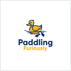 duck logo paddling colored duck logo icon