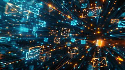 Obraz premium Digital Connection Vibrant Email Network for Dynamic Marketing Campaigns