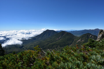 Fototapeta premium Climbing Mount Nyoho, Tochigi, Japan