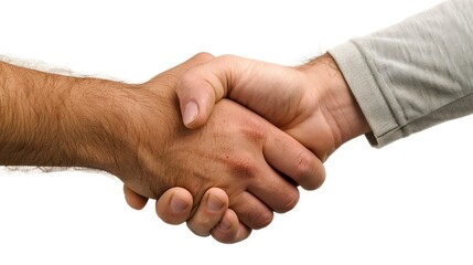 High definition close-up of two business women shaking hands in agreement. on a white background