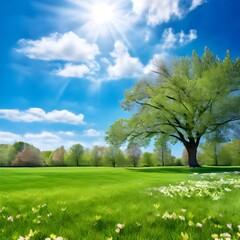 Obraz premium beautiful blurred background image of spring nature, Ai Generated
