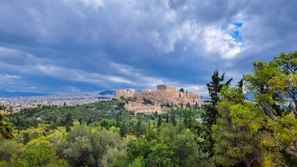 Fototapeta premium athens parthenon greece from philopappos monumnet view