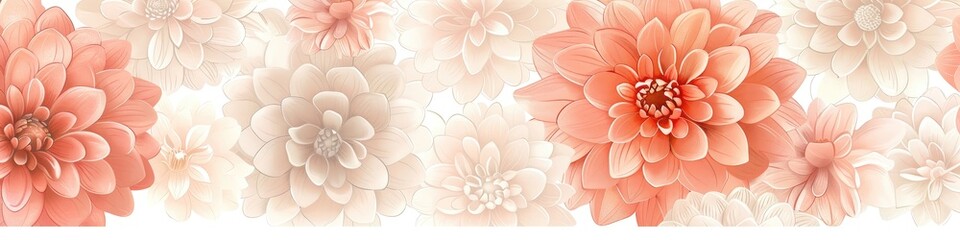 Fototapeta premium A floral patterned banner with a white background