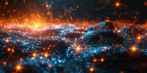 Fototapeta premium Digital background for tech, AI, neural networks, data, audio, graphics