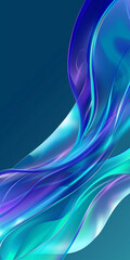 Obraz premium 3D Glass Waves on Turquoise & Purple Gradient: Abstract Presentation Background