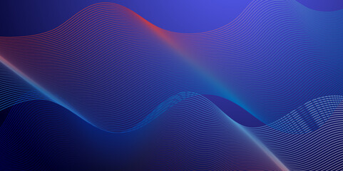 Vector abstract blue digital blend wave lines technology background. Modern minimal gradient white flowing wave lines and glowing moving lines. Futuristic technology and sound wave lines background.