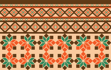 Geometric floral ethnic seamless pattern colorful. traditional ethnic oriental style vector pattern, Designed for background ,wallpaper ,carpet ,clothing ,weaving ,printed pattern ,fabric ,embroidery