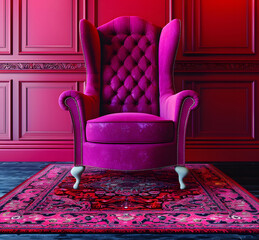 Dark Pink sofa and recliner chair in scandinavian apartment high quality photo