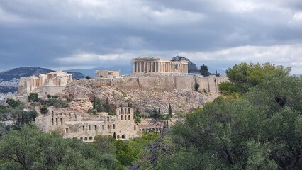athens parthenon greece from philopappos monumnet view