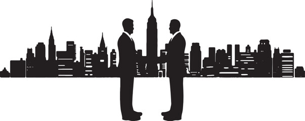 Obraz premium Business Partnerships and city skyline silhouette