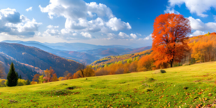 Paisagem de montanha com cores vibrantes de outono