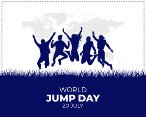 World Jump Day. 20 July. Holiday Concept. Template for background . jump day banner, poster and card. flat illustration , flat design. jpeg format. 	
