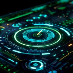 Futuristic Digital Interface with Neon Lights