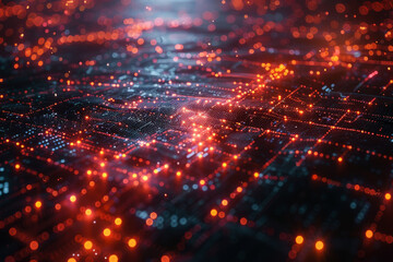 Fototapeta premium Digital background for tech, AI, neural networks, data, audio, graphics