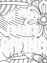 Fall Quotes Flower Coloring Page Beautiful black and white illustration for adult coloring book