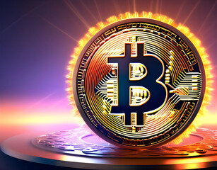 A 3D Bitcoin symbol. Bitcoin graphic with futuristic elements, valuable cryptocurrencies by market,
cryptocurrency technology and digital money.
