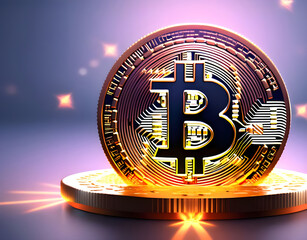 A 3D Bitcoin symbol. Bitcoin graphic with futuristic elements, valuable cryptocurrencies by market,
cryptocurrency technology and digital money.
