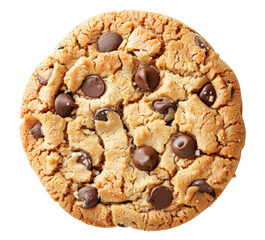 A delicious chocolate chip cookie with crispy edges and soft, gooey center, perfect for a sweet treat or dessert.