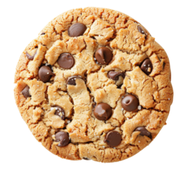 A delicious chocolate chip cookie with crispy edges and soft, gooey center, perfect for a sweet treat or dessert.