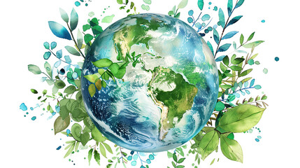 Garlands of plants around the earth are illustrated