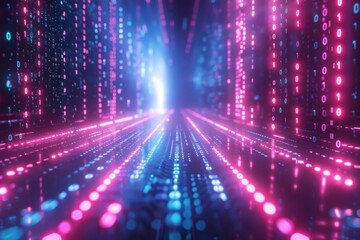 Obraz premium Digital Binary Technology Background created with Generative AI