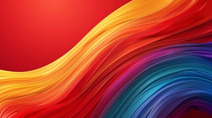 Fototapeta premium rainbow colors, wave gradient shape over Ruby red background, round, centered