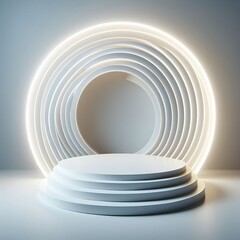 Obraz premium Shiny round metal web design element with a blank center space for an icon or button