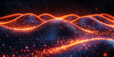 Obraz premium Digital background for tech, AI, neural networks, data, audio, graphics