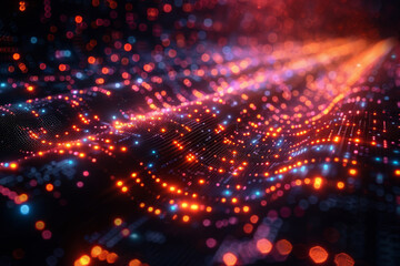 Digital background for tech, AI, neural networks, data, audio, graphics