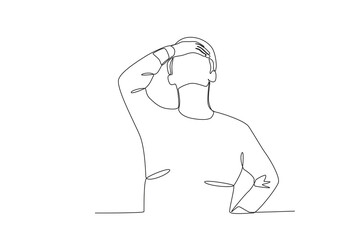 Single continuous line drawing of A stressed man holding his head. Stressed working in office with problem. One line draw design vector illustration
