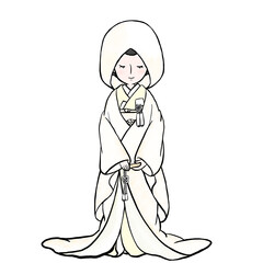 白無垢の女性（綿帽子）