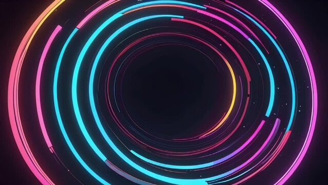 10 hour 4k tv multi colors circle neon abstract background video loop, no sound, no copyright