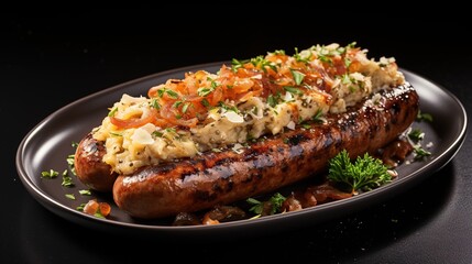 german bratwurst with sauerkraut 