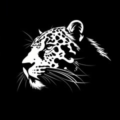 Obraz premium The logo of the head of a Jaguar, a Leopard on a black background. Wild cat emblem design. Vector illustration.