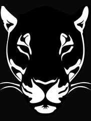 The logo of the head of a Jaguar, a Leopard on a black background. Wild cat emblem design. Vector illustration.