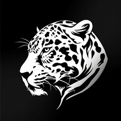 The logo of the head of a Jaguar, a Leopard on a black background. Wild cat emblem design. Vector illustration.