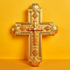 silver and gold cross, 2k, ultra HD, realistic, white background