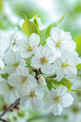 Obraz premium Beautiful floral spring abstract background of cherry blossoms. For easter and spring greeting cards with copy space