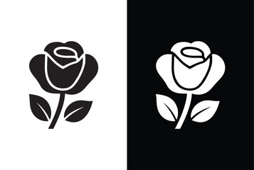 Flower icon. Set of decorative rose silhouettes. Vector rose isolated on white black background.